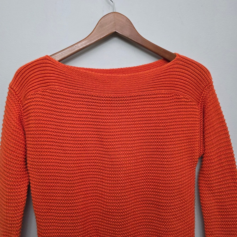 Lauren Ralph Lauren Orange Knit Boat Neck‎ Cotton Sweater Women's Small